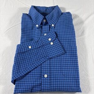 Men's Blue Plaid Button-Down Shirt